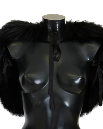 Dolce & Gabbana Black Silver Fox Fur Scarf