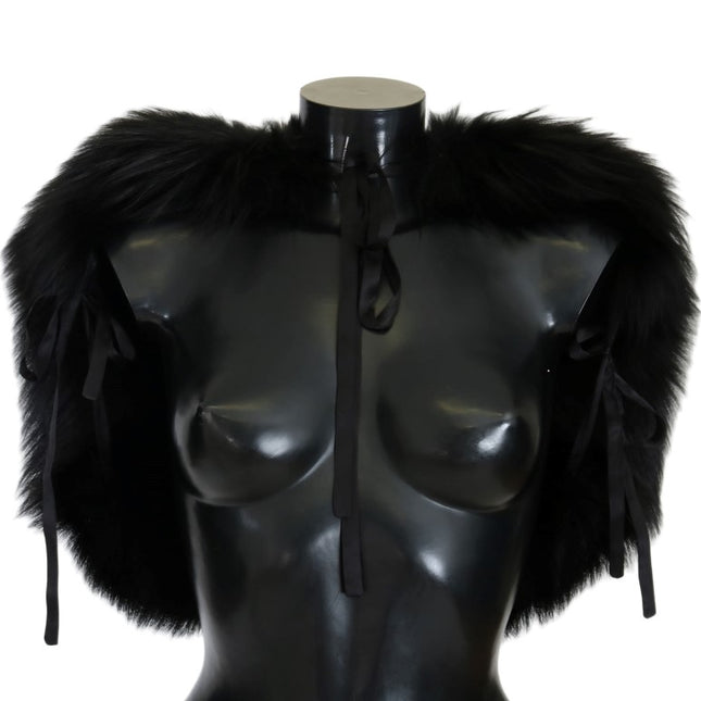 Dolce & Gabbana Black Silver Fox Fur Scarf