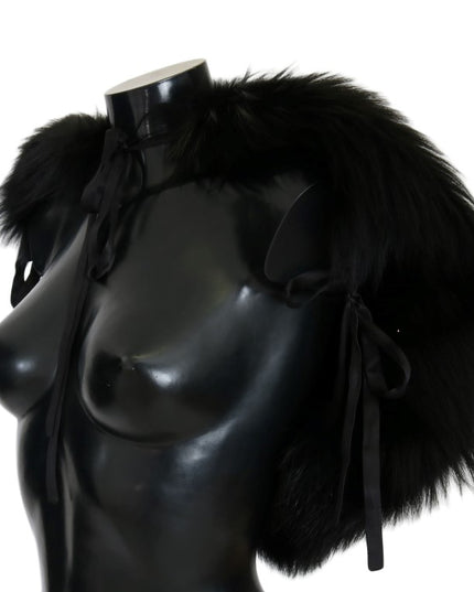 Dolce & Gabbana Black Silver Fox Fur Scarf