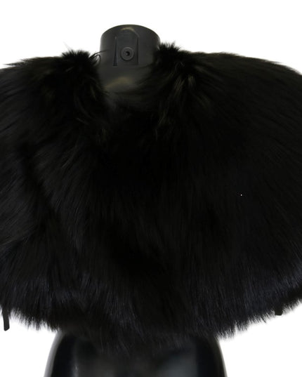 Dolce & Gabbana Black Silver Fox Fur Scarf