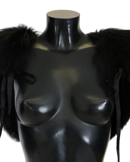 Dolce & Gabbana Black Silver Fox Fur Scarf