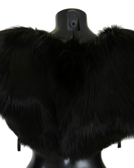 Dolce & Gabbana Black Silver Fox Fur Scarf
