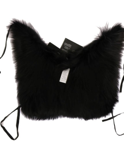 Dolce & Gabbana Black Silver Fox Fur Scarf