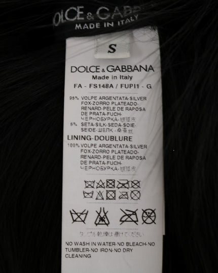 Dolce & Gabbana Black Silver Fox Fur Scarf