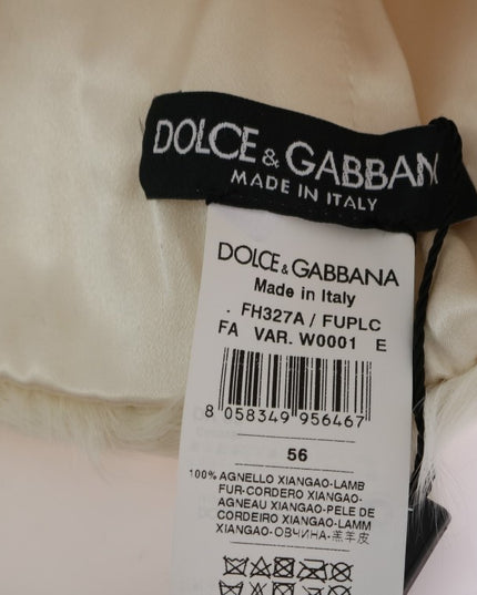 Dolce & Gabbana White Xiangao Lamb Fur Beanie