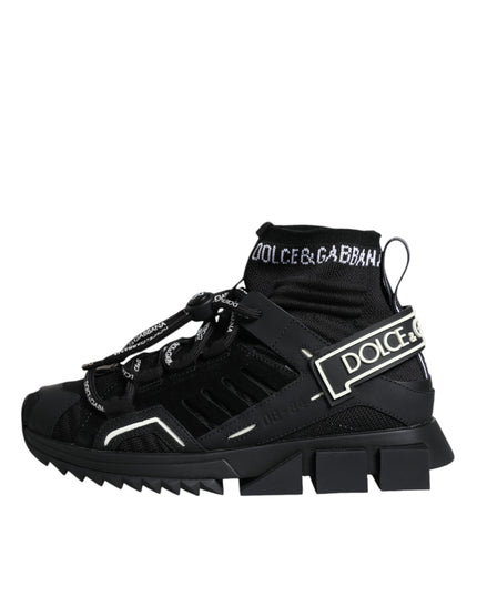 Dolce & Gabbana Black Sorrento Socks Logo Sneakers Shoes