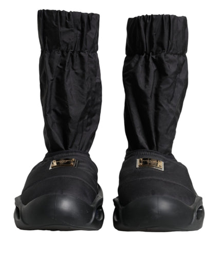 Dolce & Gabbana Black Slip On Wave Socks Sneakers Shoes