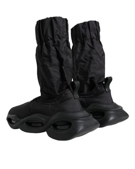 Dolce & Gabbana Black Slip On Wave Socks Sneakers Shoes