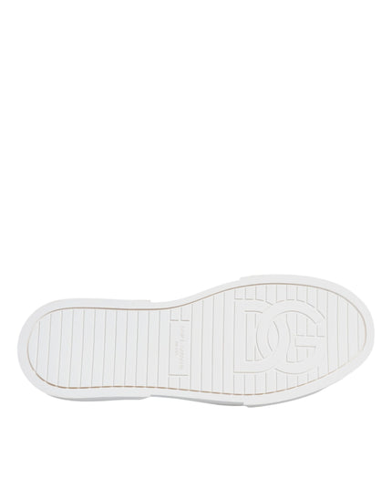 Dolce & Gabbana Pink White Canvas Logo Low Top Sneakers Shoes