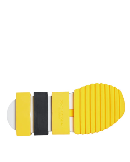 Dolce & Gabbana Yellow Sorrento Crystals Low Top Sneakers Shoes