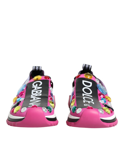 Dolce & Gabbana Pink Sorrento Crystals Low Top Sneakers Shoes