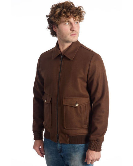 Roberto Pepe Luxury Brown Wool Men Jacket