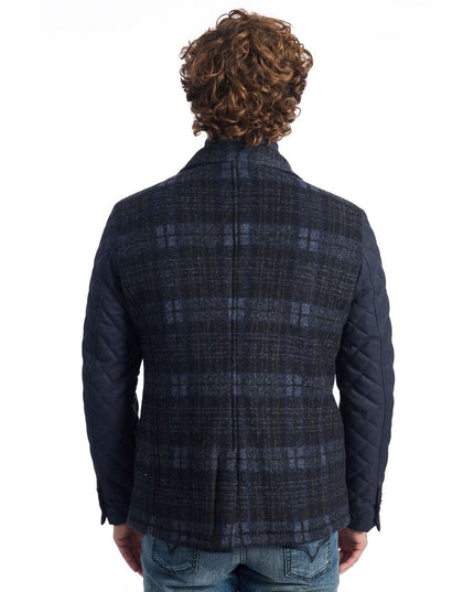 Roberto Pepe Luxury Blue Wool Men Jacket