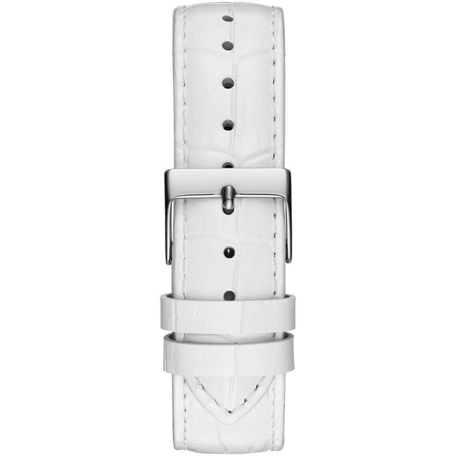 Guess White Leather Dress Watch