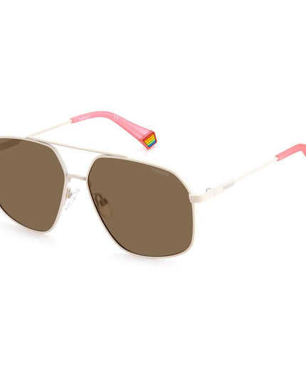 Polaroid Beige Stainless Steel Sunglasses