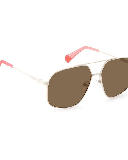 Polaroid Beige Stainless Steel Sunglasses