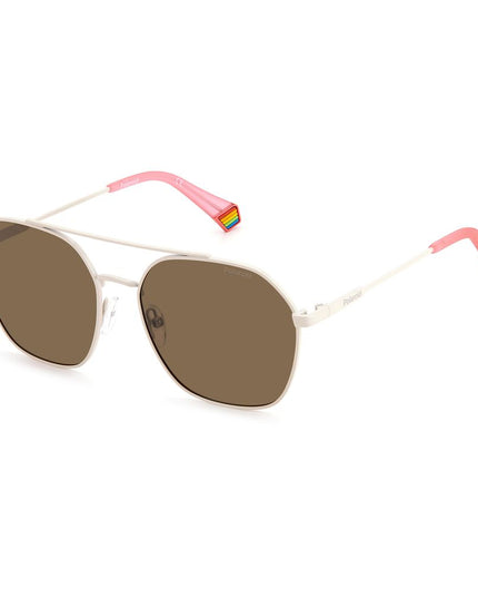 Polaroid Beige Stainless Steel Sunglasses
