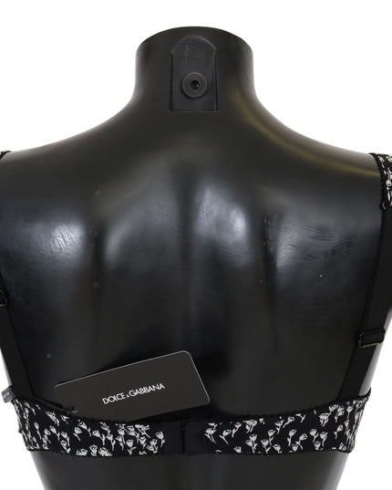 Dolce & Gabbana Black Silk White Lace Stretch Underwear Bra