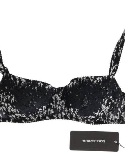 Dolce & Gabbana Black Silk White Lace Stretch Underwear Bra