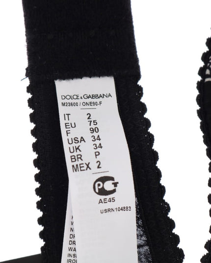 Dolce & Gabbana Black Silk White Lace Stretch Underwear Bra