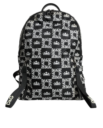 Dolce & Gabbana Black White DG Crown Logo Nylon Backpack Bag