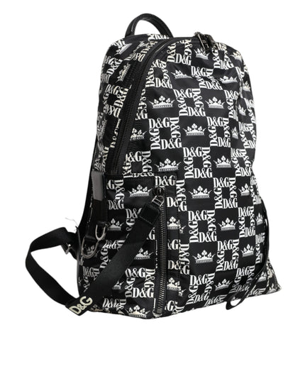 Dolce & Gabbana Black White DG Crown Logo Nylon Backpack Bag