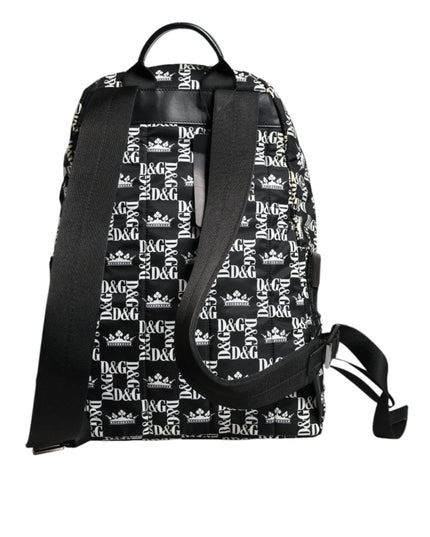 Dolce & Gabbana Black White DG Crown Logo Nylon Backpack Bag