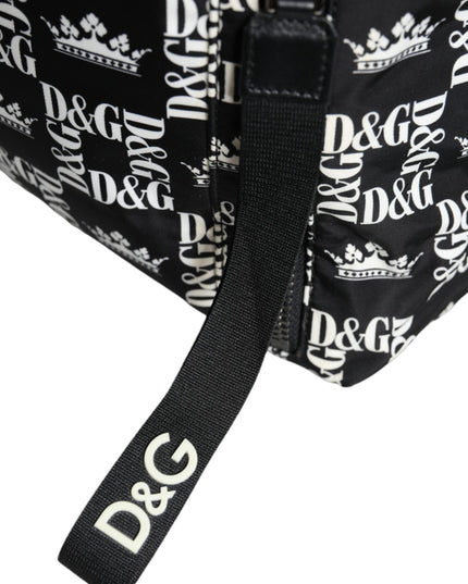 Dolce & Gabbana Black White DG Crown Logo Nylon Backpack Bag