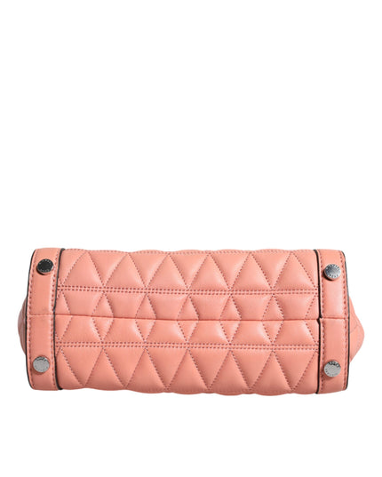 Michael Kors Peach Quilted Leather Logo Crossbody VIVIANNE Messenger Bag
