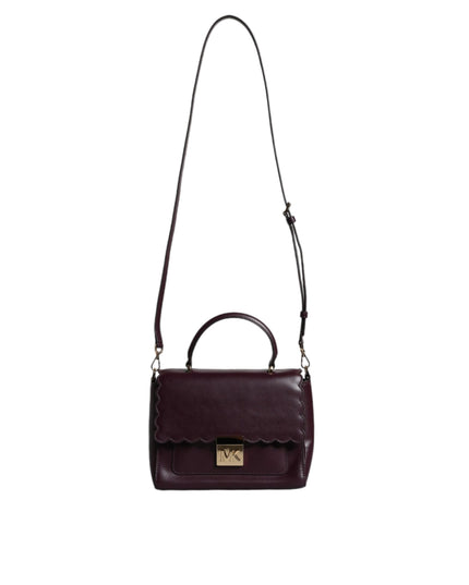 Michael Kors Purple Leather Logo Plaque Crossbody MINDY Satchel Bag