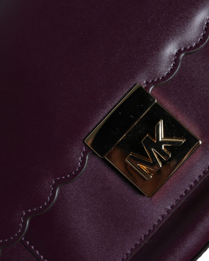 Michael Kors Purple Leather Logo Plaque Crossbody MINDY Satchel Bag