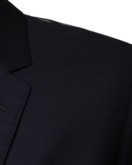 Dolce & Gabbana Dark Blue Wool Single Breasted Dress Coat Blazer