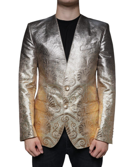 Dolce & Gabbana Gold Jacquard Single Breasted Dress Blazer