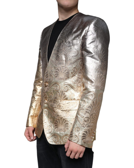 Dolce & Gabbana Gold Jacquard Single Breasted Dress Blazer