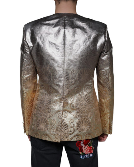 Dolce & Gabbana Gold Jacquard Single Breasted Dress Blazer
