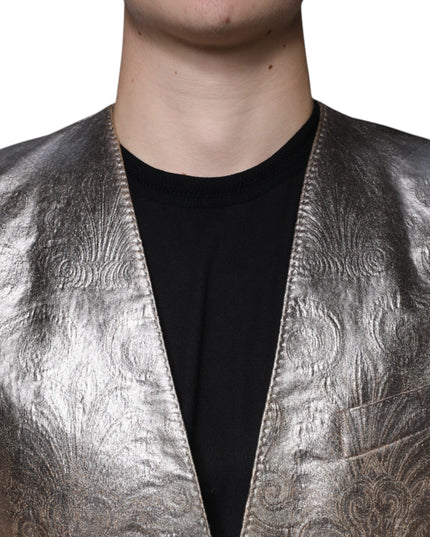 Dolce & Gabbana Gold Jacquard Single Breasted Dress Blazer