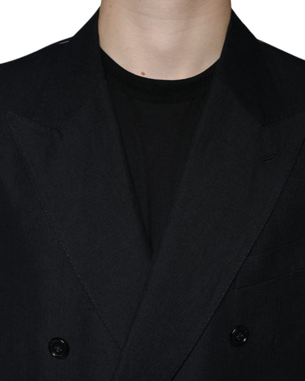 Dolce & Gabbana Black Linen Double Breasted Dress Blazer