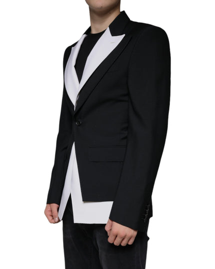 Dolce & Gabbana Black White Single Breasted Dress Blazer