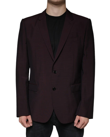 Dolce & Gabbana Bordeaux Wool Single Breasted Dress Blazer