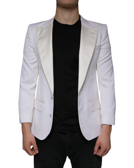 Dolce & Gabbana Off White Wool Single Breasted Dress Blazer