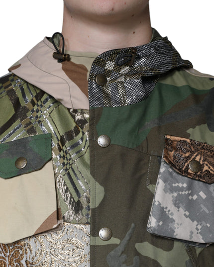 Dolce & Gabbana Multicolor Patchwork Hooded Vest Jacket