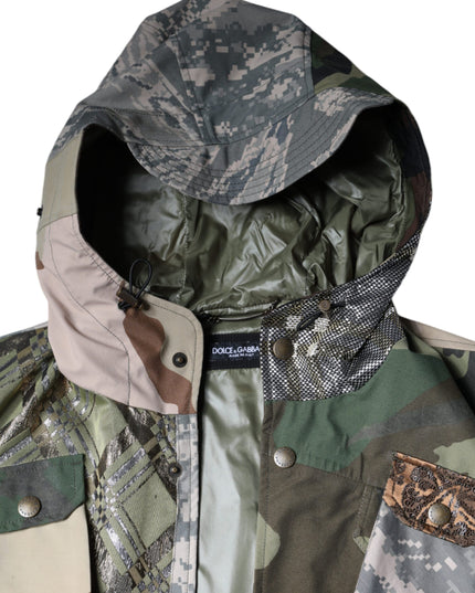 Dolce & Gabbana Multicolor Patchwork Hooded Vest Jacket