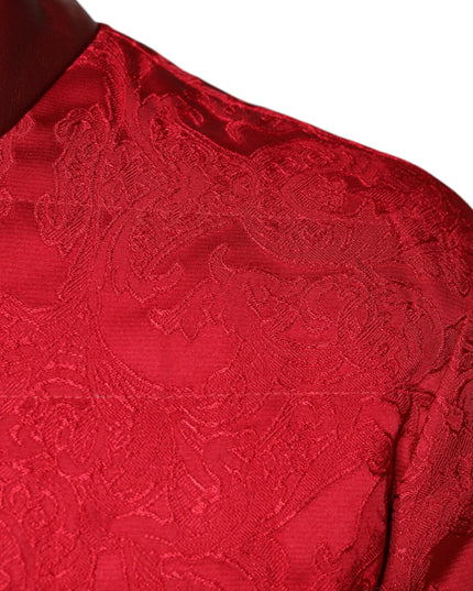 Dolce & Gabbana Red Quilted Bomber Gold Crown Logo Jacket