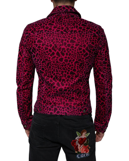 Dolce & Gabbana Fuchsia Leopard Button Down Collared Jacket