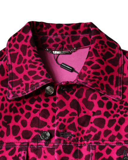 Dolce & Gabbana Fuchsia Leopard Button Down Collared Jacket