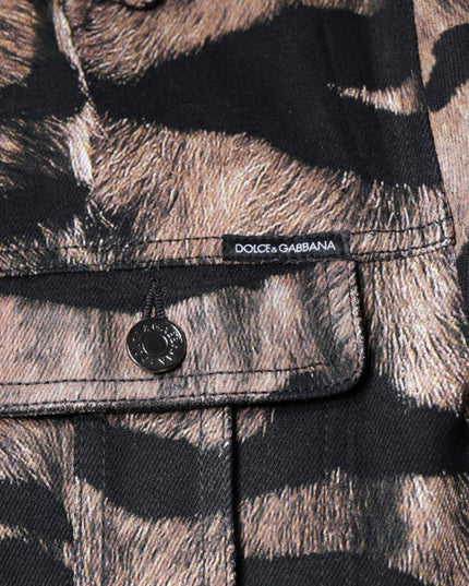 Dolce & Gabbana Brown Tiger Button Down Collared Jacket