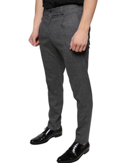 Dolce & Gabbana Gray Check Tartan Wool Skinny Pants
