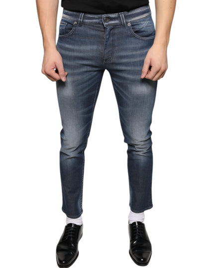 Dolce & Gabbana Dark Blue Washed Cotton Skinny Denim Jeans