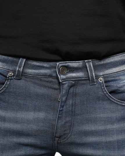 Dolce & Gabbana Dark Blue Washed Cotton Skinny Denim Jeans