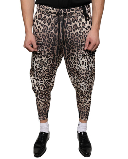 Dolce & Gabbana Brown Leopard Polyester Jogger Pants